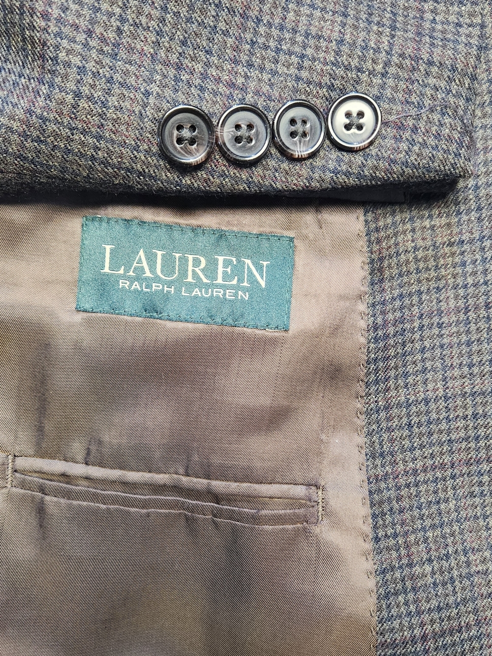 LAUREN RALPH LAUREN 56L Blazer Mens Brown Mini Check Suit Jacket Sport Coat Soft